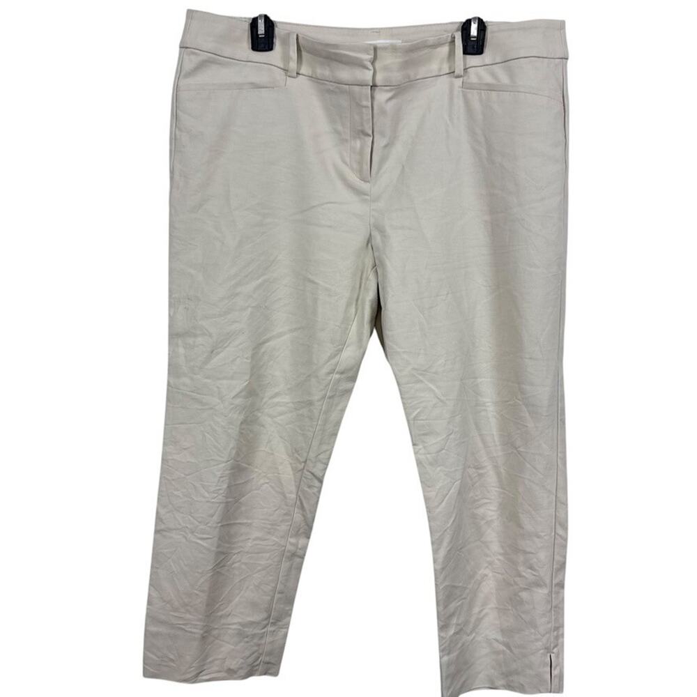 Ann Taylor Loft Womens Beige Khakis Chinos Ankle Cropped Pants Stretch Cotton 14